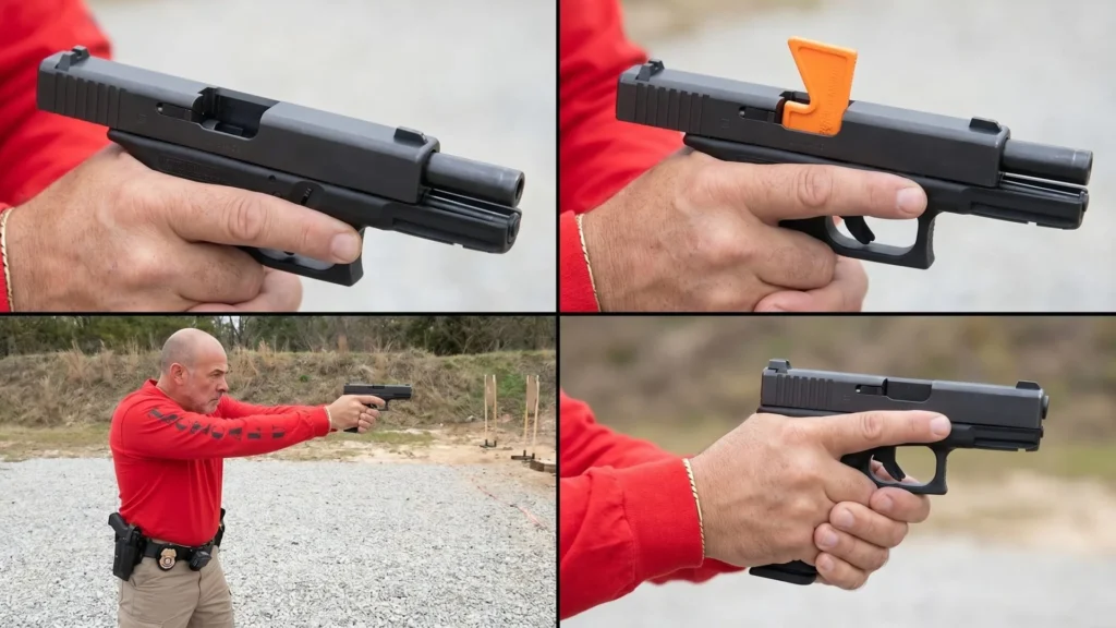 Firearm safety mechanics demonstration for advanced online safety training