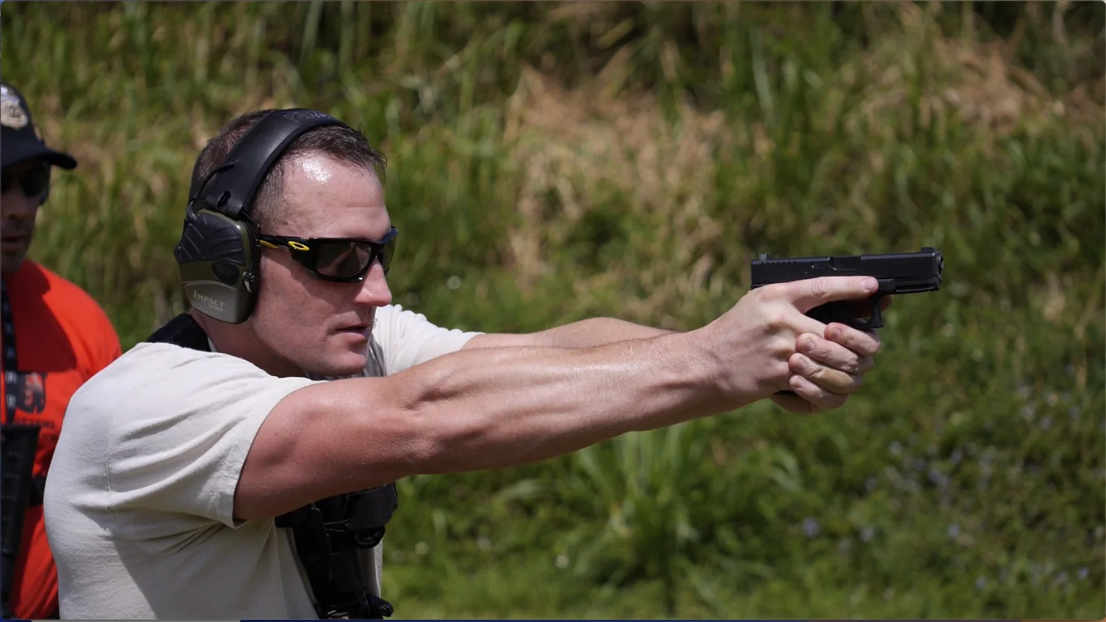 Tactical U student practicing handgun mechanics during a tactical shooting course