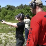 Stephen L. Cohen supervising a woman during private Palm Beach County concealed carry live-fire training