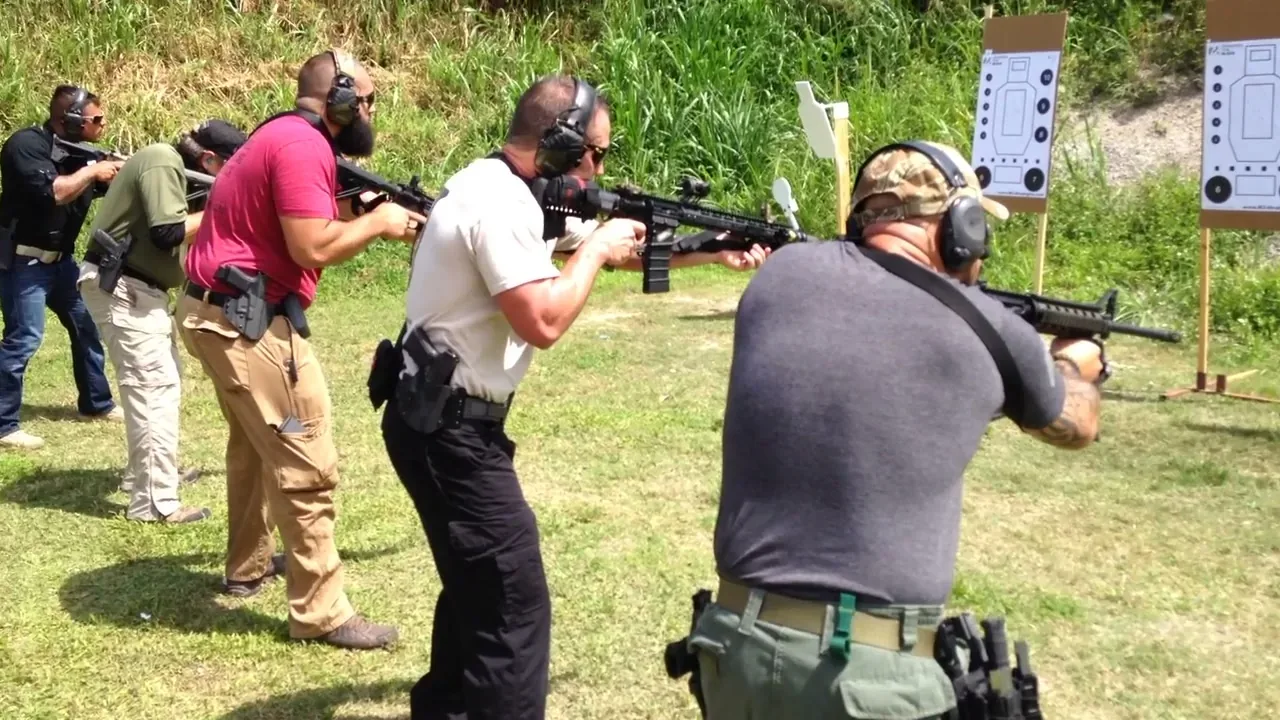 Tactical U students practice controlled rifle drills under Stephen L. Cohen's instruction
