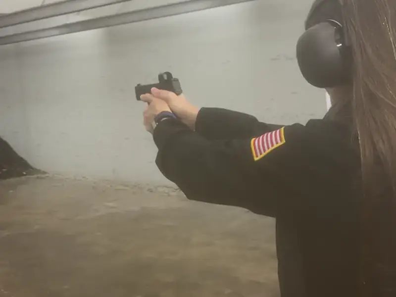 Student on the indoor range